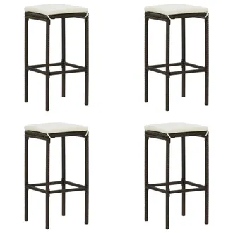vidaXL Vidaxl - Taburetes De Cocina Con Cojines 4 Uds Rat&aacute;n Sint&eacute;tico Marr&oacute;n