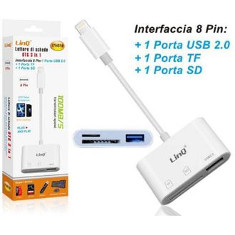 Trade Shop Trade Shop - Lector De Tarjetas De Memoria Otg 3in1 Interfaz De Rayo Con Micro-sd / Tf / Usb Ith518
