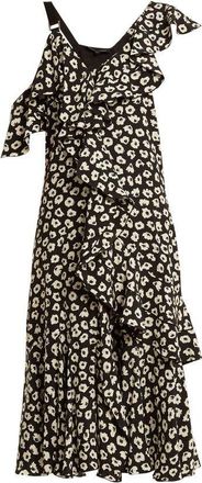Proenza Schouler Floral-Print Silk-Crepe Midi Dress Size S