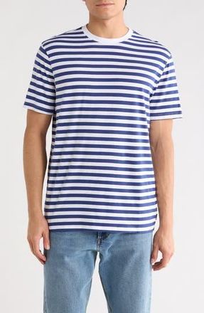 AG - Adriano Goldschmied Bryce Stripe Crewneck T-Shirt in True White/broken Tide at Nordstrom Rack, Size Xx-Large