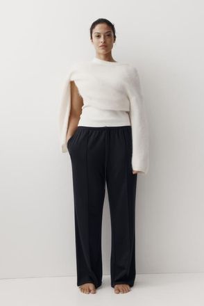 H&M Wide Crease-front Joggers in Black at Nordstrom, Size Xx-Small