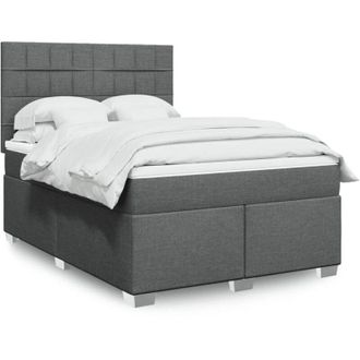 vidaXL Vidaxl - Cama Box Spring Con Colch&oacute;n Tela Gris Oscuro 160x200 Cm