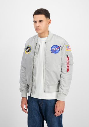 Alpha Industries Bomberjacke ALPHA INDUSTRIES MA-1 VF Vintage Fit NASA, Herren, Gr. M, grau (pastel grau), Obermaterial: 100% Nylon; Futter: 100% Nylon; F&uuml;llung: 100% 