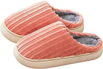 Generic Mens Womens Slippers Slip-On Plush Fleece Lining Couple House Slippers Memory Foam Warm Cozy Indoor Shoes Soft Sole Winter Casual Footwear size 6