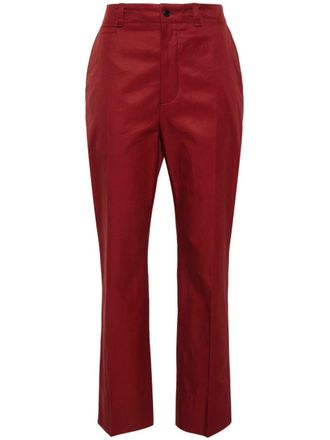 Saint Laurent straight-leg cotton trousers - Red