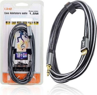 Trade Shop Trade Shop - Cavo Audio Iphone Da Lightning A Jack Maschio Da 3,5 Mm Intrecciato 1,5 Mt A3522