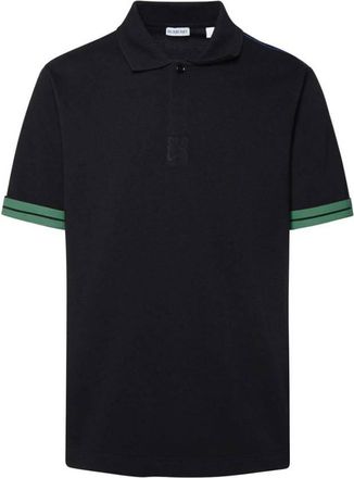 Burberry Striped-Cuffs Short Sleeved Cotton Polo Shirt, Size X-Small