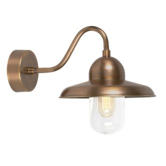 Netlighting Somerton 1 Light Outdoor Fisherman Dome Wall Light Brass IP44 E27 in Yellow
