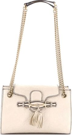 Gucci Emily Chain Flap Guccissima kleine leren schoudertas - Beige