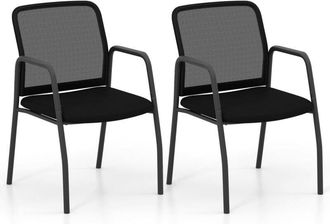 Costway Costway - Waiting Room Chair Set of 2 Office Guest Chairs w/Mesh Backrest