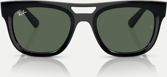 Ray-Ban Phil - Occhiali da sole squadrati neri con lenti verdi-Nero