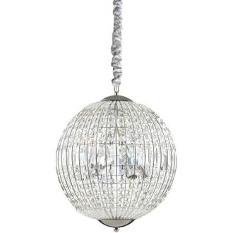 Ideal Lux Luxor - L&aacute;mpara Colgante De Techo Peque&ntilde;a De 6 Luces, Cromada Con Cristales, G9 - Ideal Lux