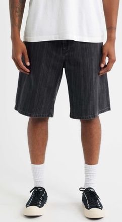Carhartt Work in Progress Rylan Loose Fit Stripe Cotton Denim Shorts in Rylan Stripe Black Stone at Nordstrom, Size 36