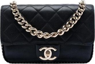 Chanel Pre-owned Quilted Caviar Leather Satchel - Dames - Vintage Schoudertas - Zwart - ONE Size - Leer - Vintage