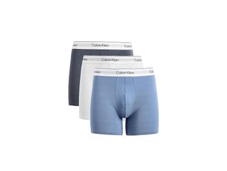 Calvin Klein Underwear Icon Cotton Stretch 3-Pack Boxer Brief Mens Underwear White/Blue Tulip/Turbulence : 2XL, Cotton/Elastane