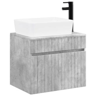 vidaXL Juego De Muebles De Ba&ntilde;o Gris Hormig&oacute;n Madera De Ingenier&iacute;a Vidaxl