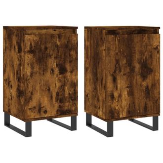 vidaXL Credenze 2 Pz Rovere Fumo 40x35x70 Cm In Legno Multistrato - Vidaxl