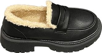 Generic YIzdegg Low Shoes Womens Winter Shoes Thick Sole Winter Boots Warm Lined Loafers with Block Heel Profile Slip On Shoes Waterproof Casual Shoes Classic