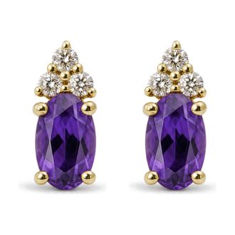 House of Brilliance 10K Yellow Gold Birthstone and Diamond Trio Stud Earrings