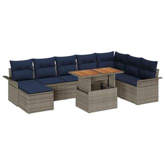 vidaXL Conjunto De Sof&aacute; De Jard&iacute;n 9 Pcs Gris Polirat&aacute;n Vidaxl
