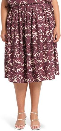 Estelle Brinley Print Skirt in Orchid at Nordstrom, Size 22W