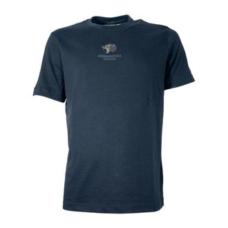 Aeronautica Blauw Katoenen Ronde Hals Heren T-Shirt - Heren - T-shirts - Blauw - M - Katoen - Tops