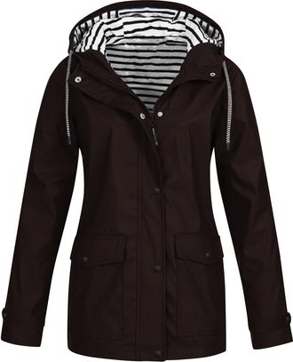 Generic summer jackets for women uk Womens Raincoats Uk Long Sleeve Ladies Hooded Tops Full Zip Waterproof Jakets Hiking Walking Outdoor Warm Winter Clothes w