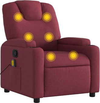 vidaXL Sill&oacute;n De Masaje Reclinable De Tela Color Vino Tinto Vidaxl