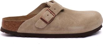 Birkenstock Taupe Boston SFB Suede Leather Clogs