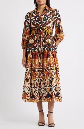 Julia Jordan Geo Print Shirtdress in Brown/Black Multi at Nordstrom Rack, Size 12