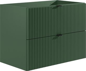 Vente-Unique Mueble suspendido para lavabo estriado - Verde mate - 80 cm - ZEVINI