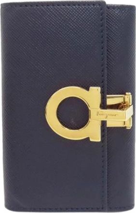Ferragamo Pre-owned Leren Kaarthouder - Dames - Vintage Accessoires - Blauw - ONE Size - Leer - Vintage