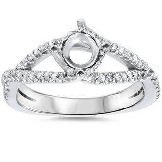 Pompeii3 3/8ct 14K White Gold Diamond Engagement Ring Semi Mount Size Selectable