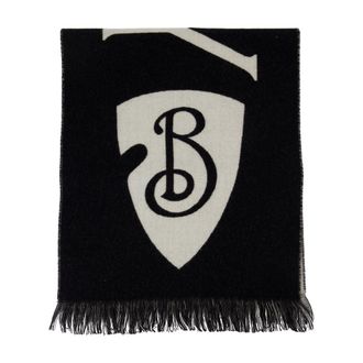 Burberry Logo Intarsia Wool Scarf - Black