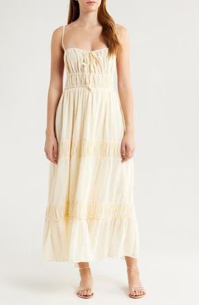 Free People Taking Sides Tiered Cotton Maxi Dress in Wet Plaster at Nordstrom Rack, Size X-Small
