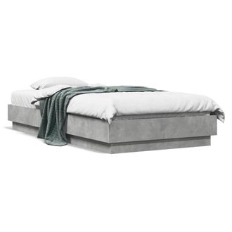 Berkfield Home Bed Frame without Mattress with LED Lights Concrete Grey 75x190 cm Small Single