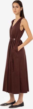 Patrizia Pepe Abito midi in popeline wood brown