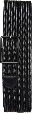 Open Edit Jesse Woven Stretch Leather Belt in Black- Black at Nordstrom, Size 34