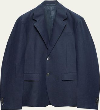 Prada Mens Linen Single-Breasted Blazer