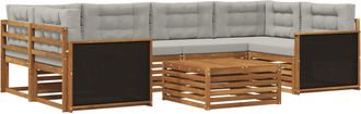 vidaXL Conjunto De Sof&aacute;s De Exterior 7 Uds. Natural Y Gris Claro Vidaxl