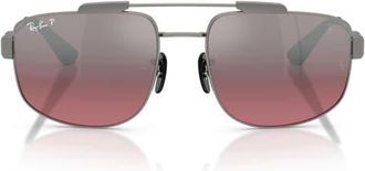 Ray-Ban 58mm Ferrari Polarized Square Sunglasses in Gunmetal /Wine at Nordstrom