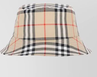 Burberry check pattern hat eyelet detailing wide brim