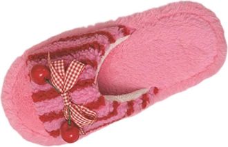 Generic Women Cute House Slippers with Cherry Design Girls Winter Fuzzy Open Toe Slippers Breathable Cotton Shose