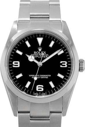 Rolex Pre-owned Rolex Explorer 36 Automatic Chronometer Black Dial Mens Watch 114270 BKSO