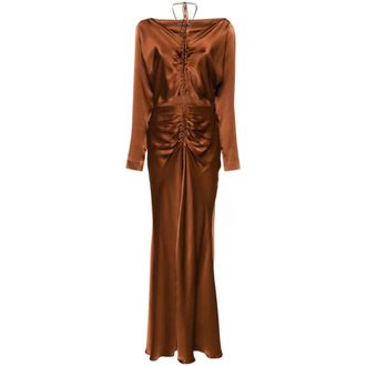 Alberta Ferretti Dames, Jurken, Bruin, Maat: L
