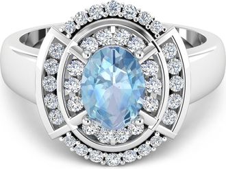 Diana M. Jewels Aquamarine ( AAA ) Oval 8x6mm - 1Pc + White Diamond F/C Round 1.50-1.60mm - 24Pcs + White Diamond F/C Round 1.20mm - 14Pcs ( I1-I2/I color )