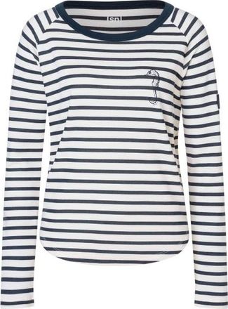 super.natural Sea Horse Stripe Bio Crew Merinolongsleeve f&uuml;r Damen | wei&szlig;/grau