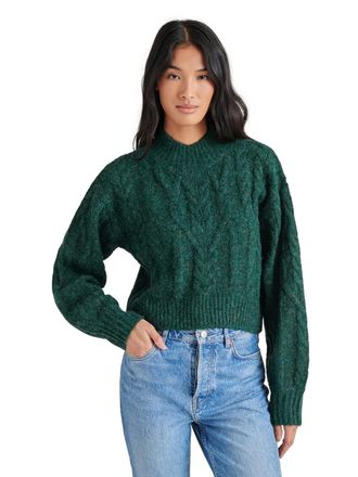 Steve Madden Marcie Sweater Womens Pine Grove Cable Knit Mock Neck PALL559