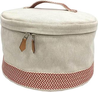 Herm&egrave;s Cream Red Color Toile H Vanity Bag (Pre-Owned)