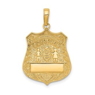 Diamond2Deal 14k Yellow Gold Large Police Badge Pendant
